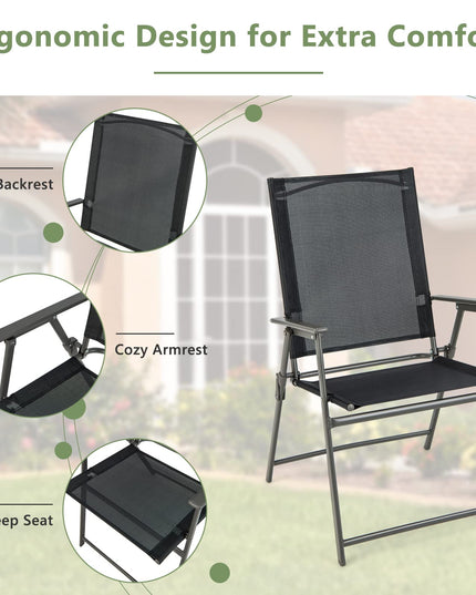 Patio Folding Chairs Set - Giantex