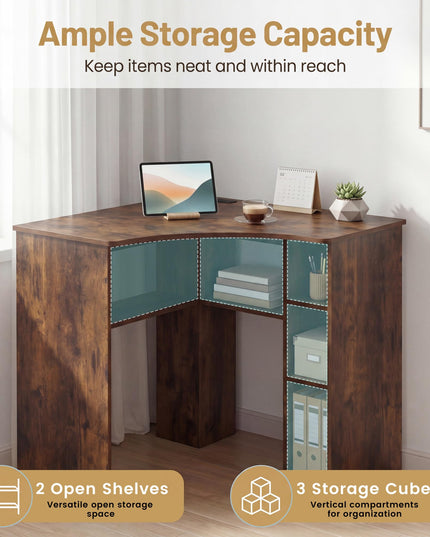 Giantex Corner Desk with Charging Station