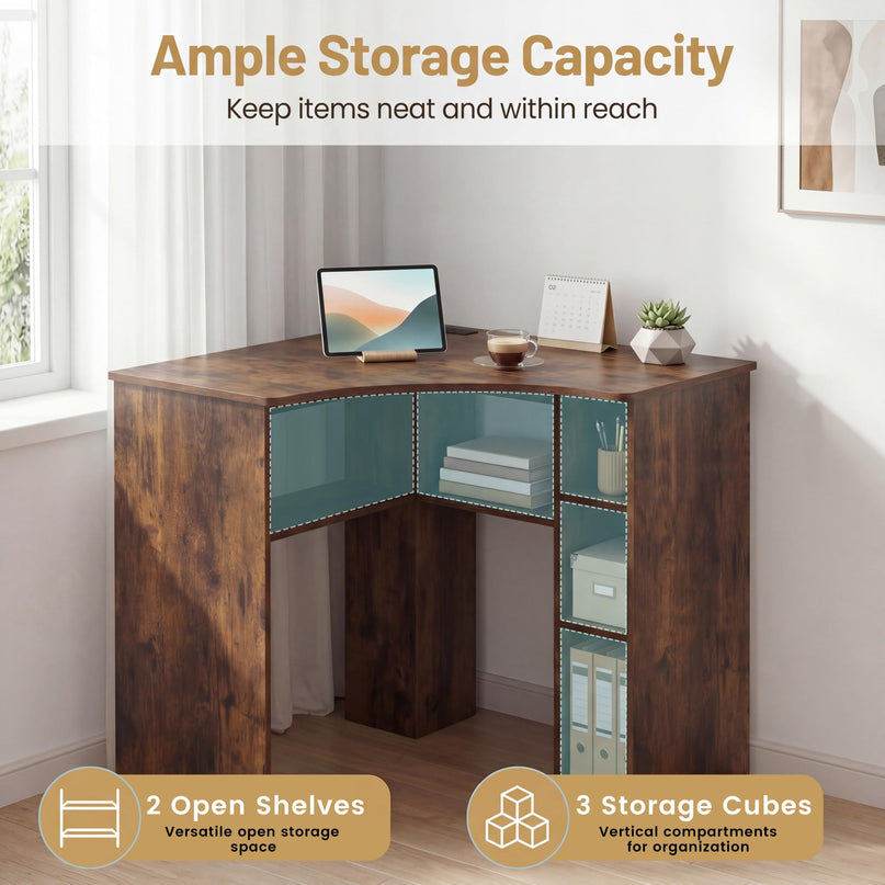 Giantex Corner Desk with Charging Station