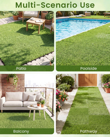 Giantex 30 Pack Interlocking Artificial Grass Tiles (12" x 12")