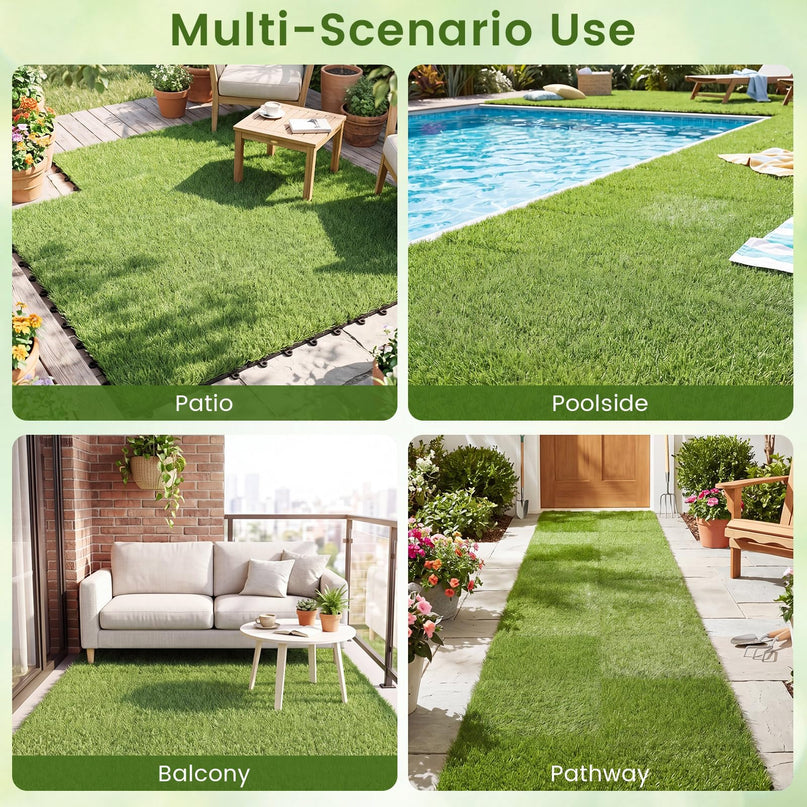 Giantex 30 Pack Interlocking Artificial Grass Tiles (12" x 12")