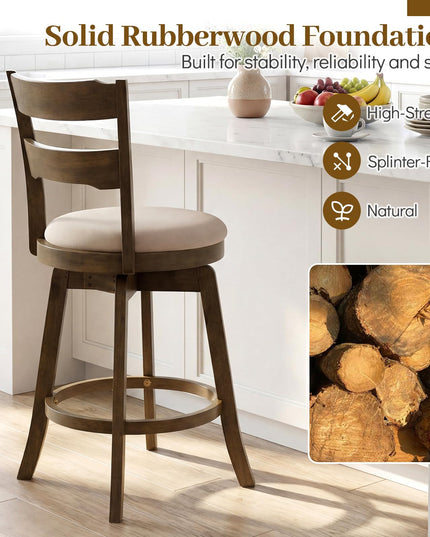 Giantex Tabourets de Bar Pivotants, Lot de 2 ou 4 | Tabourets de Comptoir de 63,5 cm avec Assise Rembourrée en Tissu