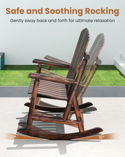 Giantex 1/2 Pcs Outdoor Wooden Rocking Bench（51”x38”x46”）