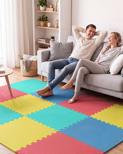 Giantex 0.5" Thick Non-Slip EVA Foam Floor Tiles with Borders