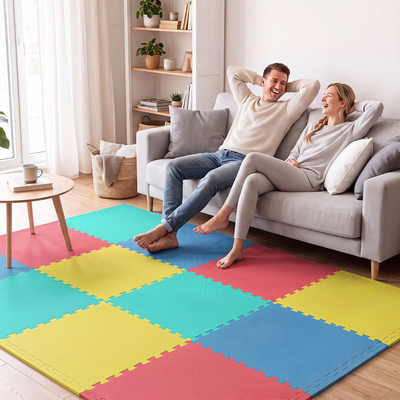 Giantex 0.5" Thick Non-Slip EVA Foam Floor Tiles with Borders