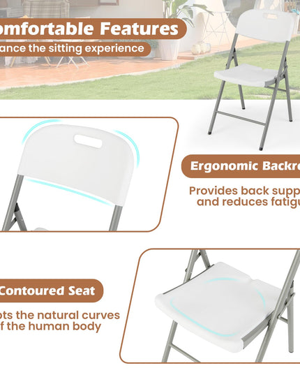 Giantex 4/8/12-Pack Plastic Folding Chairs, HDPE Waiting Room Chairs w/Metal Frame