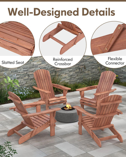 Giantex Foldable Adirondack Chair Set of 1/2/4 - Folding Front Porch Chairs with High Back, Wide Armrests, 400 LBS Max Load