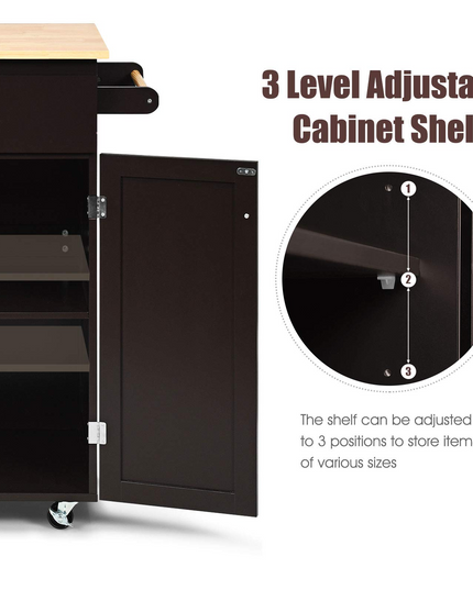 Giantex Rolling Kitchen Island, Kitchen Trolley Cart with Spice Rack, Large Drawer