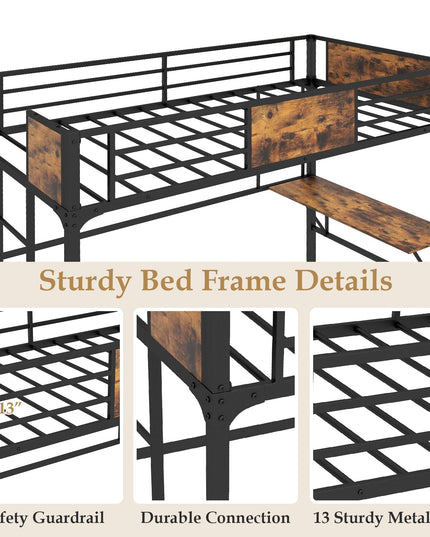Metal Twin Loft Bed with Desk and Storage Shelf - Giantex