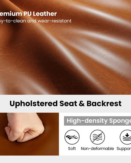 Giantex 25" Faux Leather Upholstered Armless Counter Height Chairs with Metal Legs & Footrest