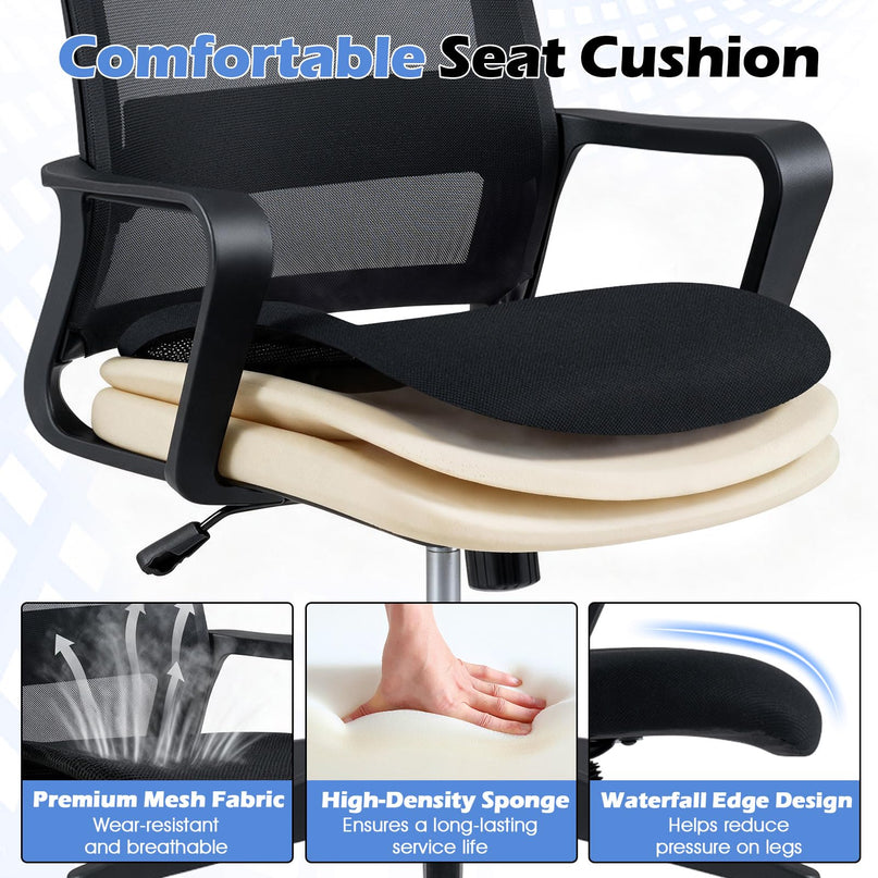 Mesh Office Chair, Mid Back Computer Desk Chair, Ergonomic Executive Chair