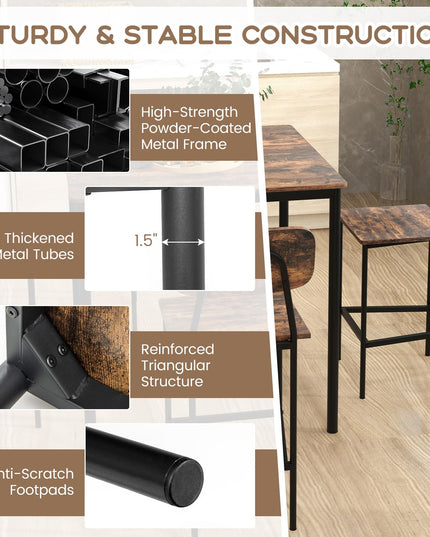 Giantex 5-Piece Dining Table Set W/Counter Height Table & 4 Bar Stools