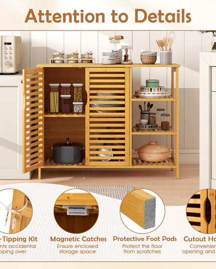 Giantex Bamboo Bathroom Storage Cabinet for Living Room