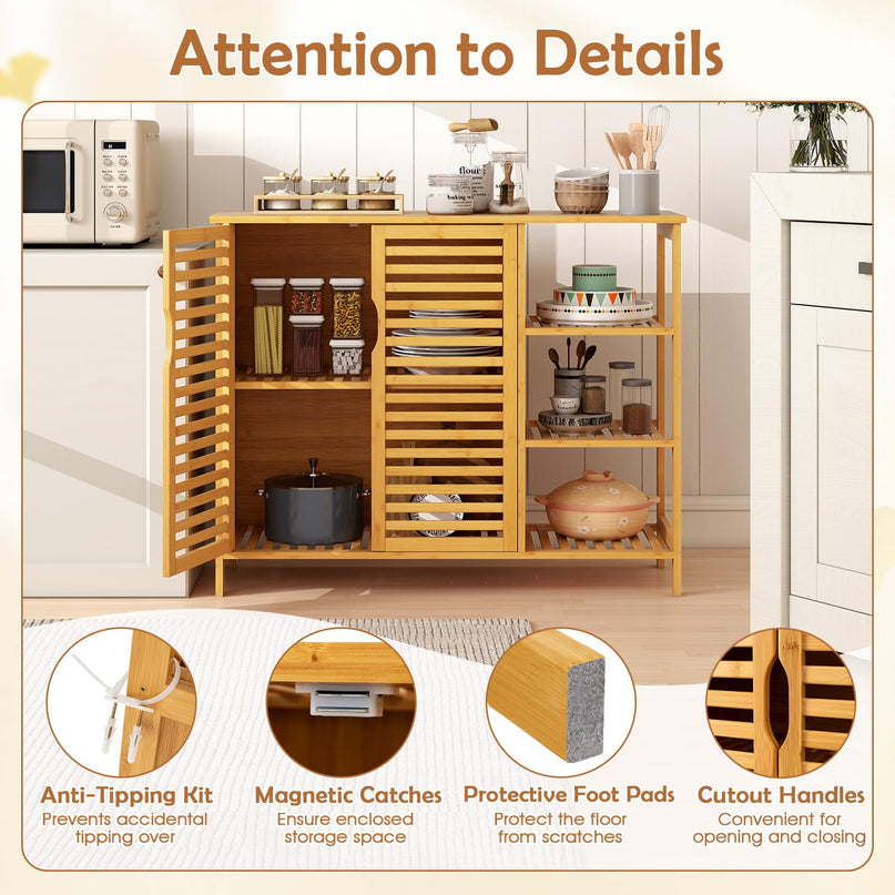 Giantex Bamboo Bathroom Storage Cabinet for Living Room