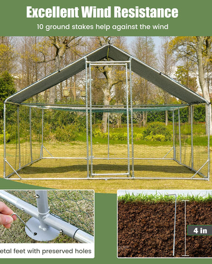 Giantex 20ft Large Metal Chicken Coop