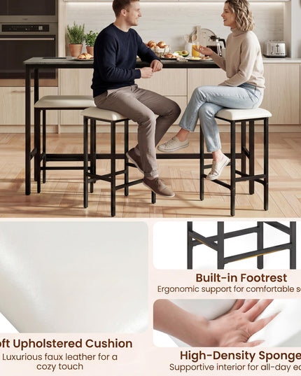 Giantex 4 Piece Bar Table and Chairs Set with Power Outlet