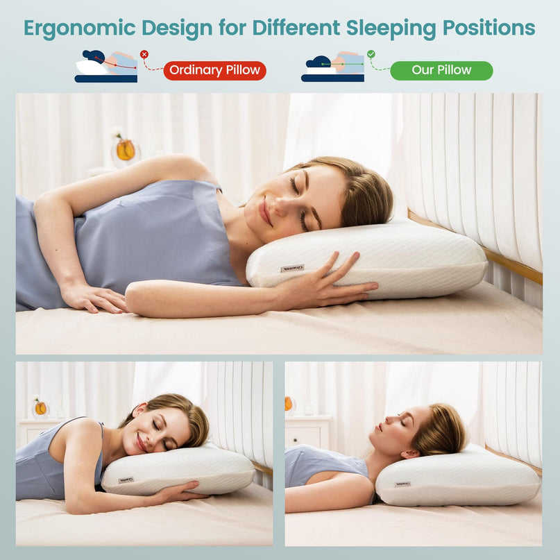 Giantex Cooling Gel Memory Foam Pillow 2 Pack, 3D Cutting Ventilated Cool Gel Pillows with Washable Cover