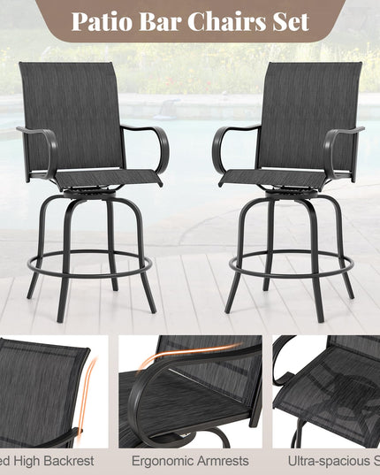Giantex Swivel Outdoor Bar Stools, All-Weather Bar Height Patio Chairs
