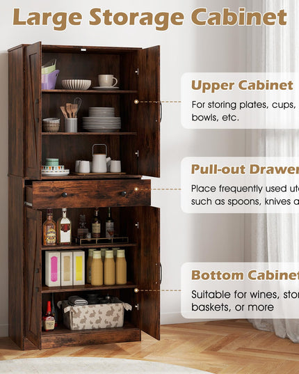Giantex 72" Tall Kitchen Pantry Cabinet for Living Room