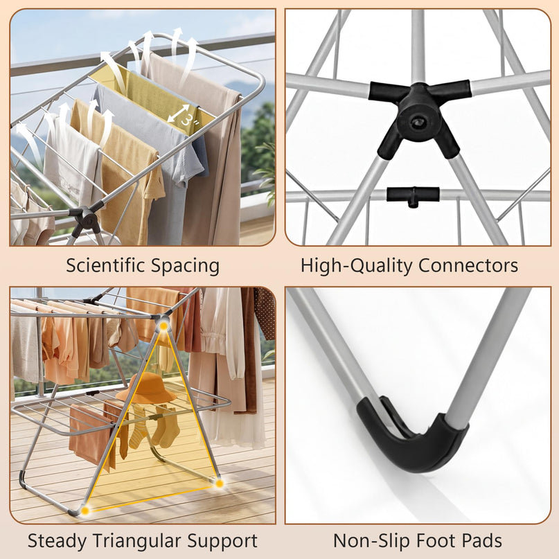 Giantex Foldable Clothes Drying Rack 2-Tier Aluminum Laundry Drying Rack