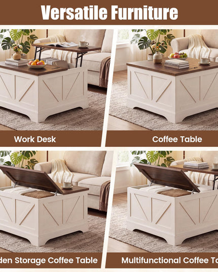 Giantex 31.5" Square Farmhouse Lift Top Coffee Table with Storage