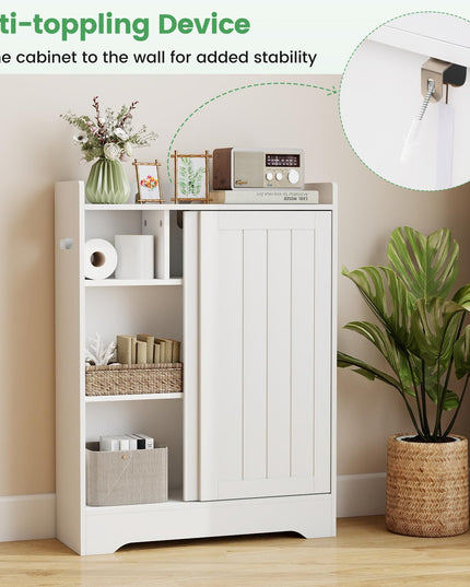 Giantex Bathroom Floor Cabinet w/2 Sliding Doors & Adjustable Shelves
