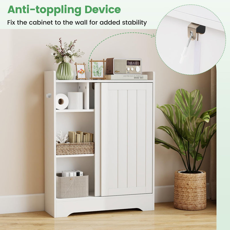Giantex Bathroom Floor Cabinet w/2 Sliding Doors & Adjustable Shelves