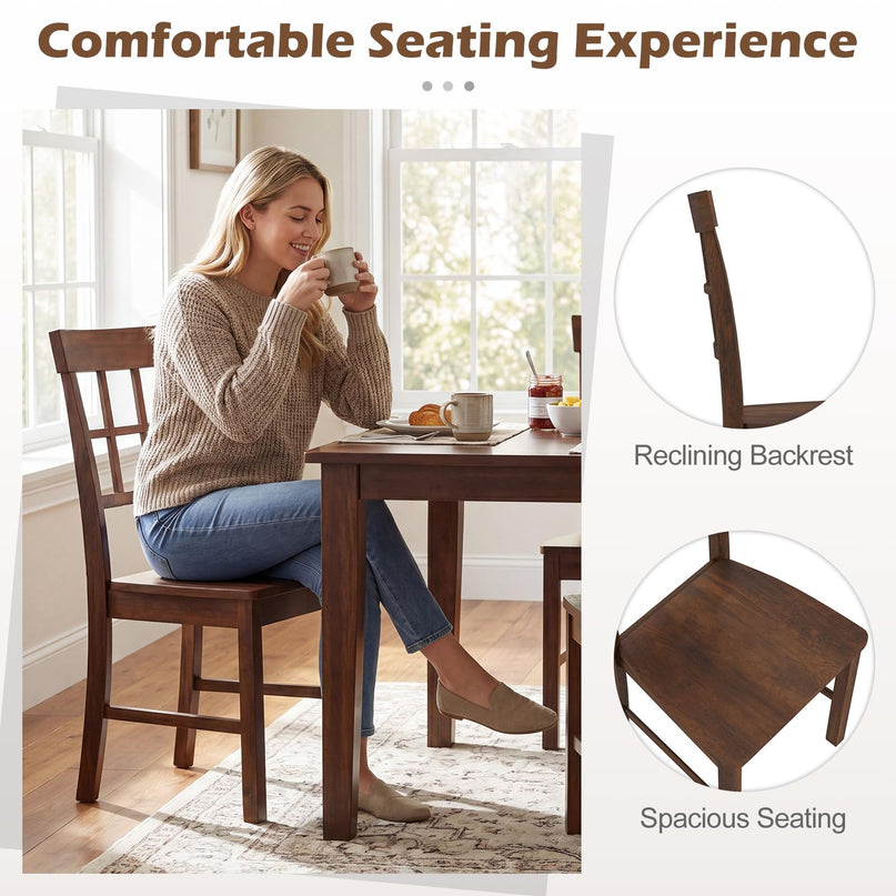Giantex Wooden Dining Chairs Set of 2/4 with Window Back & Contoured Seat
