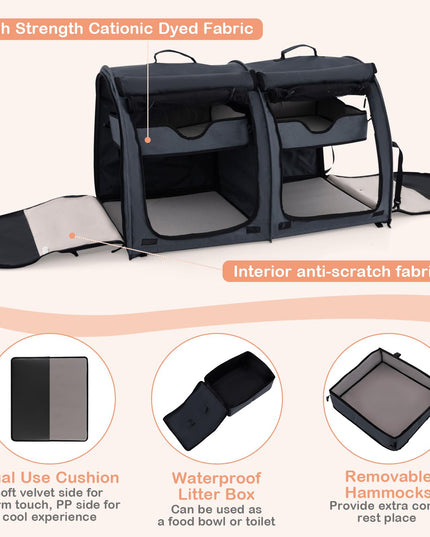 Giantex 40 Inch Cat Carrier with Double Compartments