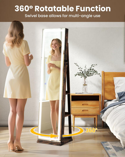 360° Rotating Jewelry Cabinet with Storage for Earrings