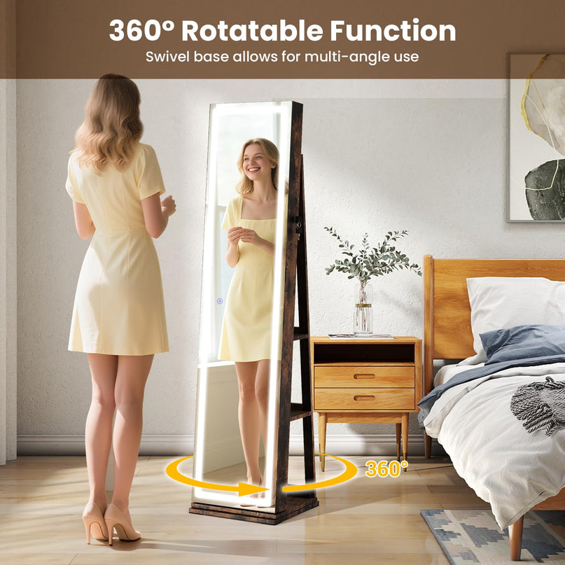 360° Rotating Jewelry Cabinet with Storage for Earrings