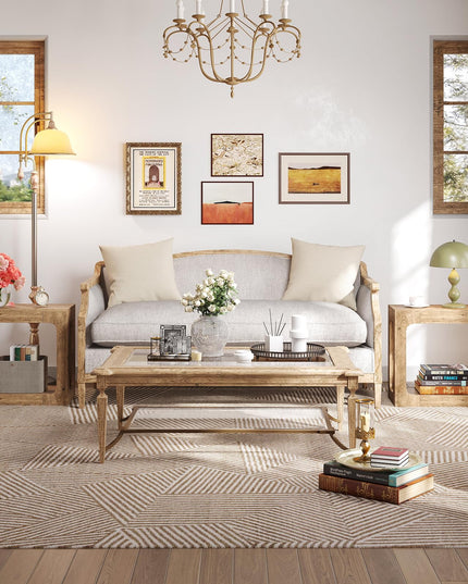Giantex 2 Tier Farmhouse Side Table with Open Storage Shelf