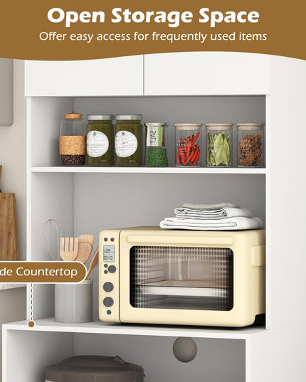 Giantex 66" Tall Farmhouse Kitchen Pantry Cabinet with Charging Station