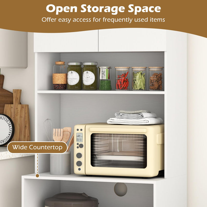Meuble de rangement de cuisine de style campagnard Giantex de 168 cm avec station de recharge