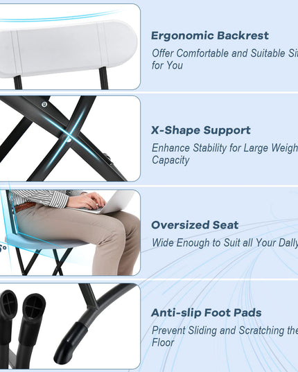 Giantex 2-Pack Folding Chairs, Plastic Event Chairs, Lightweight Foldable Chairs with Solid X-Shape Frame