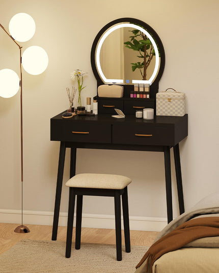 CHARMAID Modern Girls Dressing Table and Stool Set for Small Bedroom