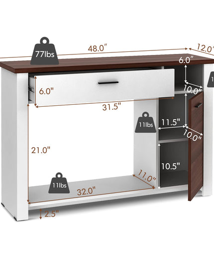 Giantex Console Table 48 Inch Sofa Side Table with Drawer and Cabinet, Entryway Table