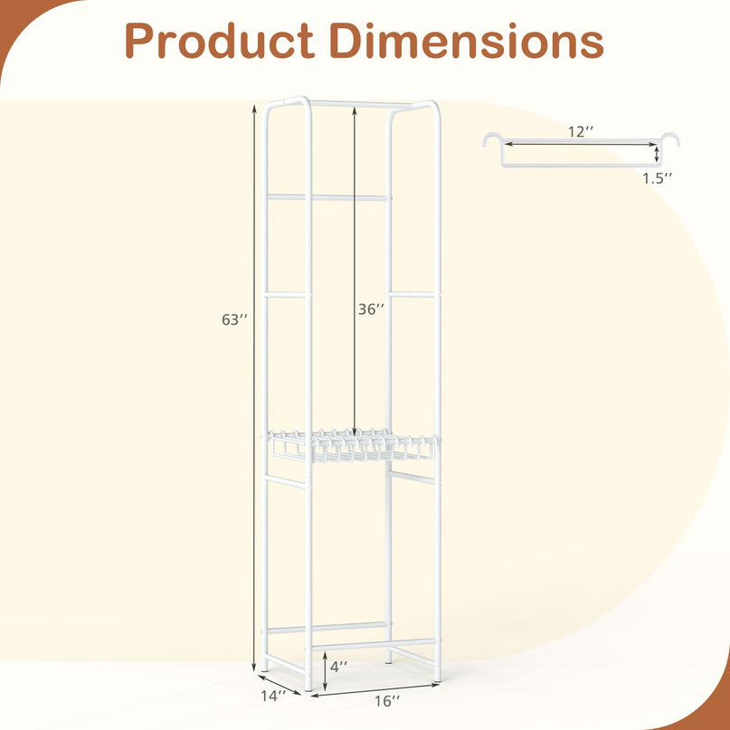 Giantex Clothes Rack with Pants Hanger Heavy-Duty White Garment Rack