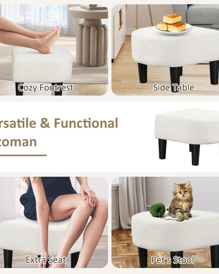 Giantex Modern Accent Chair with Ottoman, Upholstered Teddy Velvet Barrel Club Chair w/Footrest