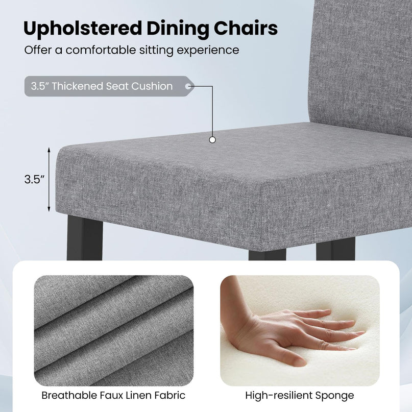 Giantex Upholstered Dining Chair Set of 2/4 with Rubber Wood Legs