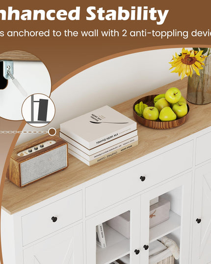Giantex 55" Large Buffet Sideboard with 3 Drawers for Dining Room