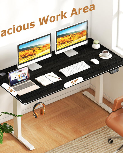 Giantex Bureau Debout Électrique à Double Moteur Réglable en Hauteur 140 x 71 cm avec Conception Anti-Collision