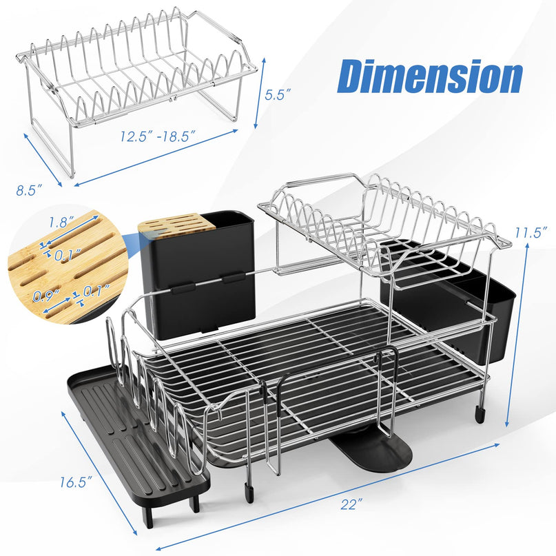 Dish Drying Rack, 2-Tier Dish Rack - Giantex