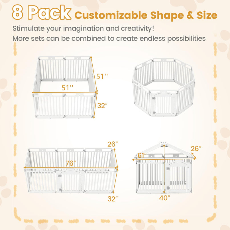 Giantex 32'' Tall Plastic Pet Fence with Lockable Door