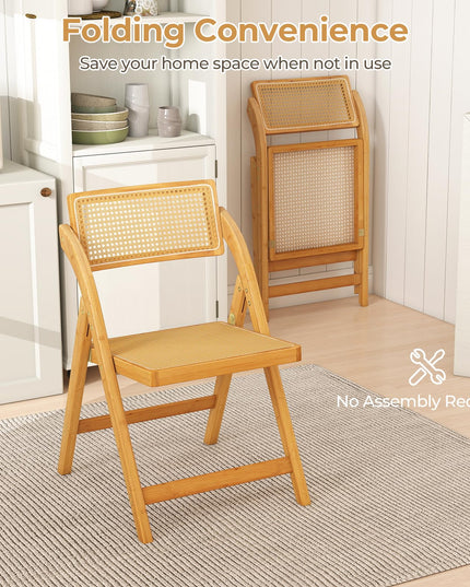 Giantex Rattan Folding Chairs Set with Rotatable Backrests