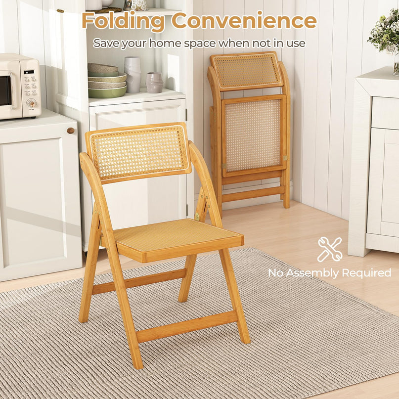 Giantex Rattan Folding Chairs Set with Rotatable Backrests