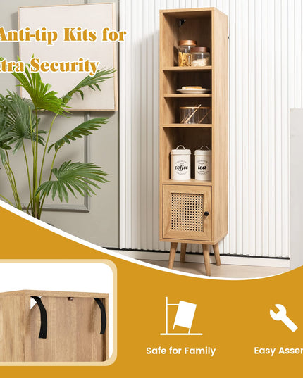 Giantex 54" Tall 4-Tier Bookcase with Door