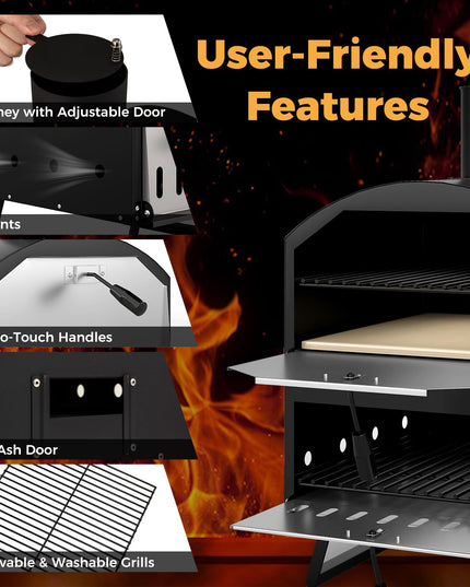 Giantex Wood Fired Outdoor Pizza Oven with 16-Inch Pizza Stone