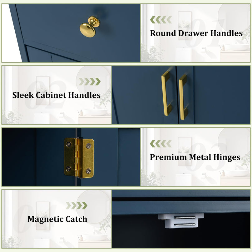 Giantex Bathroom Storage Cabinet with Drawers & Doors
