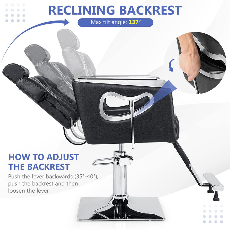 Giantex Barber Chair, Height Adjustable Heavy Duty Hydraulic Pump